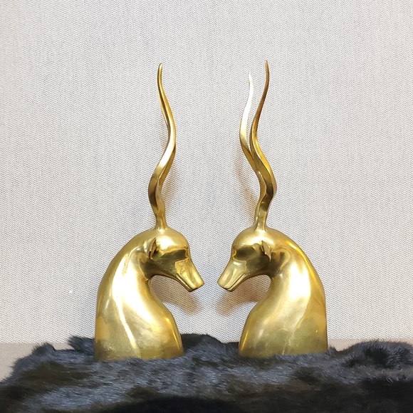 Vintage Boho Brass Antelope Bookends - Picture 4 of 9